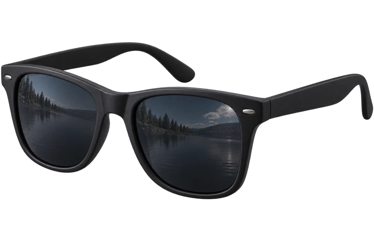 Black polarized sunglasses with very dark lenses